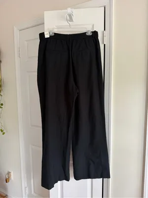 Abercrombie & Fitch Black Linen Blend Wide Leg Pants NWT L thumbnail 4
