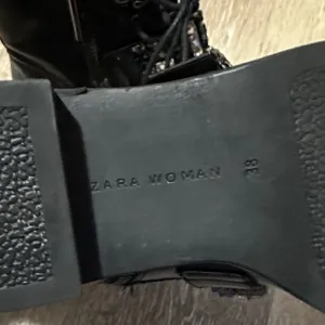 Zara Black Lace-Up Combat Boots with Crystal Straps thumbnail 2