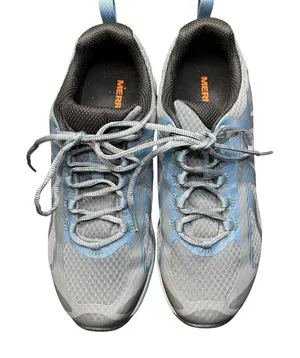 Merrell Shoes Womens Size 9.5 Gray Blue Mesh‎ Vibram Trail Sneakers J034434W thumbnail 1