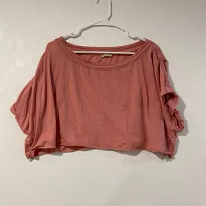 Free People We The Free Pink Cropped Flutter Sleeve Oversized Top thumbnail 2