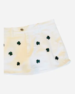 NWOT White Denim Skort Skirt Shamrocks Irish Low Rise S Lucky thumbnail 3