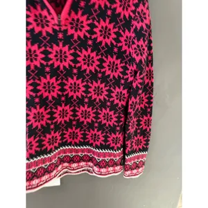 Obermeyer Womens Pink Black Snowflake‎ Fair Isle Wool Blend 1/4 Zip Sweater S thumbnail 3