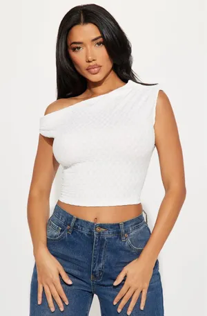 White Cowl Neck Textured Cami Top thumbnail 1