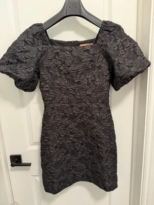 JessaKae black textured puff sleeve mini dress thumbnail 1