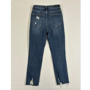 Risen Los Angeles Womens Distressed Straight Leg Jeans Medium Wash Raw Hem 5 thumbnail 6