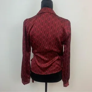 Lulu's Women's S Burgundy Black Paisley Whimisgoth Fairy Grunge Chic Wrap Blouse thumbnail 3