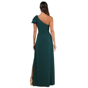 Lulus Simply Brilliant Emerald One-Shoulder Bow Maxi Dress size Large NWT thumbnail 2