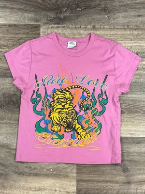 Urban Outfitters Pure Love Tiger Baby Tee In Pink Women’s Medium thumbnail 2