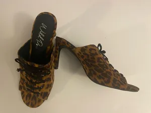 Wild Pair Leopard Print Lace-Up Mules - Brown thumbnail 9
