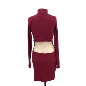Free People Beach Guess Who's Back Rib Knit Cutout Dress Wild Garnet‎ Size Large thumbnail 8