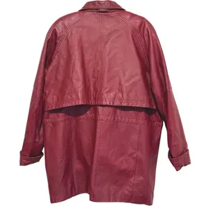 Vintage Y2K Phase Two Leather Jacket Coat 2X Red Trench Grunge Retro 90s Biker thumbnail 2