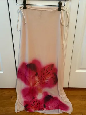 Mesh Printed Floral Maxi Skirt Yellow Size XS thumbnail 2