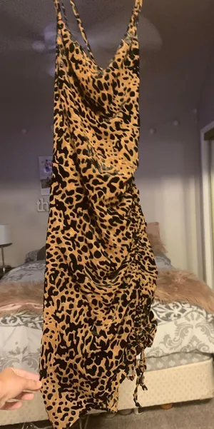 TheseThree Boutique Rushed Leopard Criss Cross Dress thumbnail 2