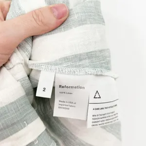 Reformation Womens Bayu‎ Linen Dress Size 2 Baltic Striped Button Front Pockets thumbnail 7