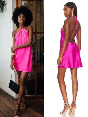SHOW ME YOUR MUMU Jazzy Dress In Hot Pink Luxe Satin thumbnail 2