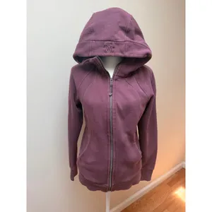 Lululemon Scuba Full Zip Hoodie Plum Purple Thumbhole Women Size 8 Medium thumbnail 5