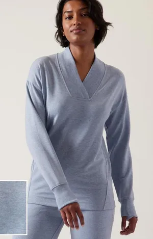 Athleta Clarity V-Neck Sweatshirt Blue thumbnail 1