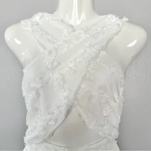 SABO Kailyn White Textured Halter Cutout Mini Dress US 4 thumbnail 7