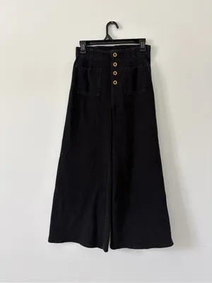 Halara Flex High Waist Casual Wide Leg Boho Stretch Jeans Carbon Black Denim S thumbnail 2