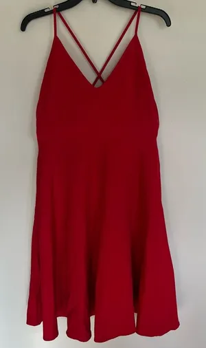 NWT‎ Elia - Cher Knee Length Dress Cross Back Red Size 8-10 Zip Up Back thumbnail 1