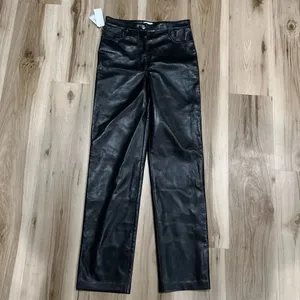 NEW Aritzia Wilfred Melina Tall Black Faux Leather Pants Women’s 6 thumbnail 2
