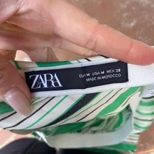 Zara satin Green and white striped boho midi skirt sz m thumbnail 5