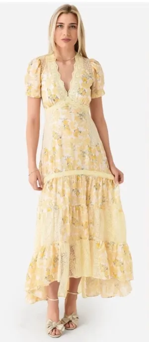 LoveShackFancy Tink Silk Lemon Daydream Maxi Dress thumbnail 1