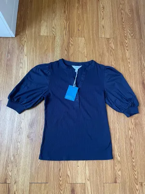 Market & spruce media poplin knit Henley top thumbnail 6