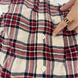 Jenni Kayne‎ Sequoia Plaid Cotton Button Down Shirt Red Cream S thumbnail 7