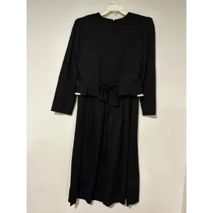 Plaza South Vintage Black Floral Jacquard Soutache Trim Midi Dress Size 12 thumbnail 8