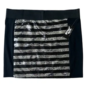 Planet Gold Y2K black silver sequin micro mini skirt large party glam indie sleaze clubwear thumbnail 2