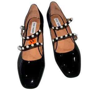 Steve Madden New Black Patent Pearl Embellished Double Strap Mary Jane Ballet Shoes thumbnail 3