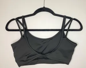 SHEIN Twist Back Double Strap Sports Bra, Black, Size S, NWOT thumbnail 2