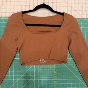 Brown Cropped Long Sleeve Top Size M thumbnail 6