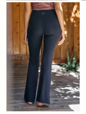 Beyond Yoga Heather Rib All Day Flare Pants Pockets Dark Gray Small thumbnail 5