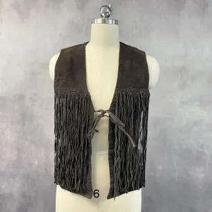 VTG Rampage Fringe Suede Set Vest M Skirt 11 Brown Western Boho Indie Festival thumbnail 3