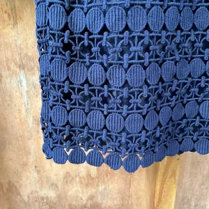 Tory Burch Women's Navy Blue Geometric Lace Overlay Sheath Dress Size 14 thumbnail 5