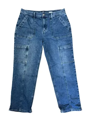 J.Crew Straight Leg‎ Cargo Jeans Medium Wash Blue Utility Denim 31P Petite thumbnail 1