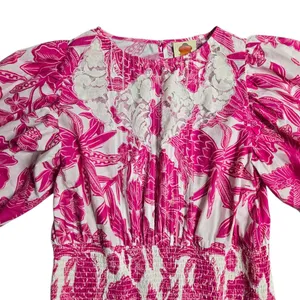 Farm‎ Rio Tropical Woodcut Mini Pink Dress Size: L thumbnail 7