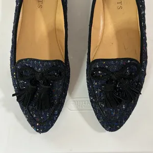 Talbots Francesca Tie Tassel Driving Moccasins in navy sequin tweed size 5.5 thumbnail 7