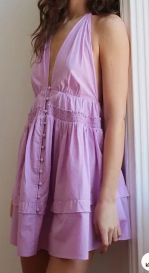 NWT Free People Sail away tunic tiered ruffle dress lilac purple small thumbnail 1