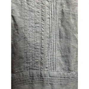 J. Jill Women XL Blue 100% Linen Pintuck Lace Short Sleeve Button Down Shirt thumbnail 6