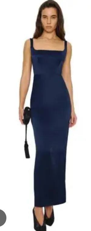 Reformation Ambre Midnight Silk Square-Neck Slip Dress thumbnail 1