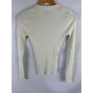 Nine West Ribbed Long Sleeve Fitted Stretch Knit Top Size Small thumbnail 3