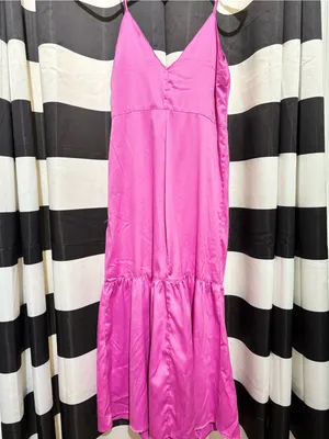 ASOS Hot Pink Satin Maxi Slip Dress with Button Front thumbnail 2