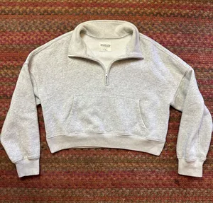 ABERCROMBIE SOFT AF MAX ESSENTIALS Quarter-Zip Cropped Sweatshirt thumbnail 1