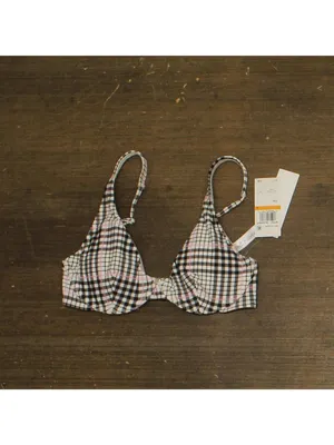 NWT Salt + Cove Juniors Plaid Underwire Bikini Swim Top 807027 Black / White S thumbnail 2