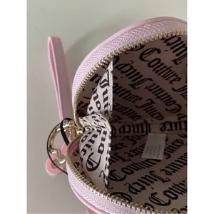 NWT Juicy Couture Kingdom Heart Zip Wristlet Pink Velour Rhinestone Crown Wallet thumbnail 7