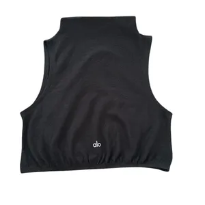 ALO Yoga Black Sleeveless Fuzzy Soft Crop Top S thumbnail 3