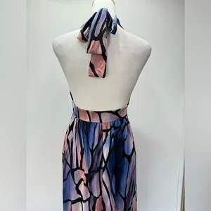 Hourglass Lilly Maxi Dress Black Halter Neckline Low Back Blue Purple Mauve S thumbnail 6